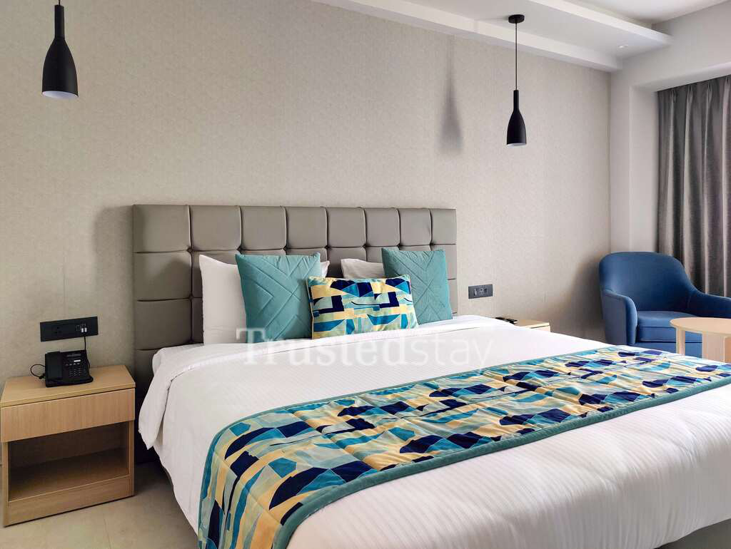 Bedroom of TrustedStay N-35 Service Apartment in Gurgaon
